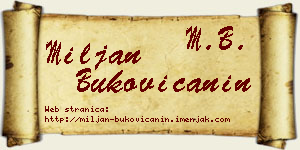 Miljan Bukovičanin vizit kartica